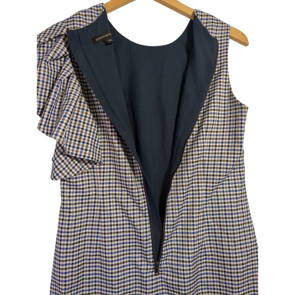 Banana Republic Sheath Dress Womens 4 Blue Brown Plaid Preppy Chic Career - Picture 5 of 12